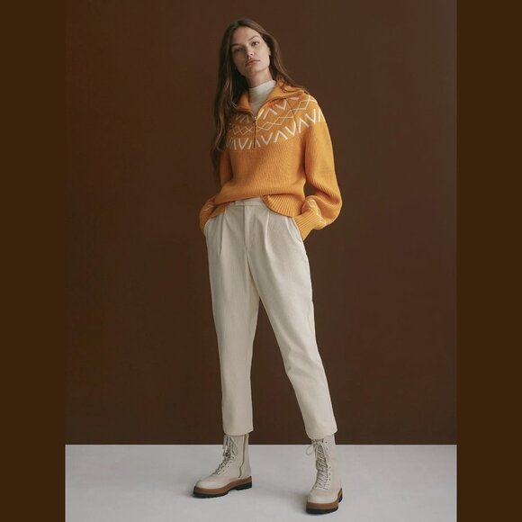 NEW Varley Size M Women's Sigrid Fairisle Half-Zip Sweater - Alpine Gold - Picture 2 of 5